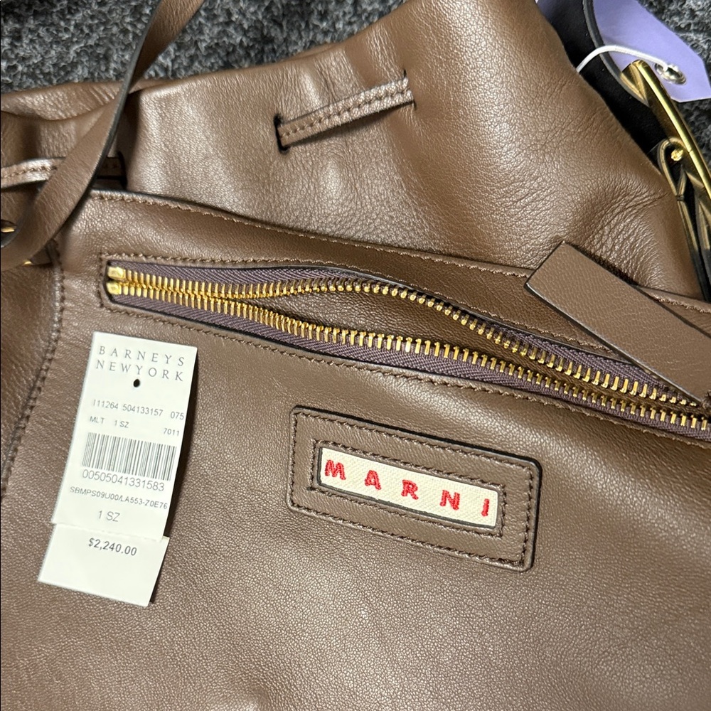 Marni brown and black Leather Shoulder Bag.